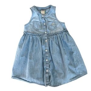 OshKosh Toddler Girl Sleeveless Denim Button-Up Dress Sundress Chambray Size 2T